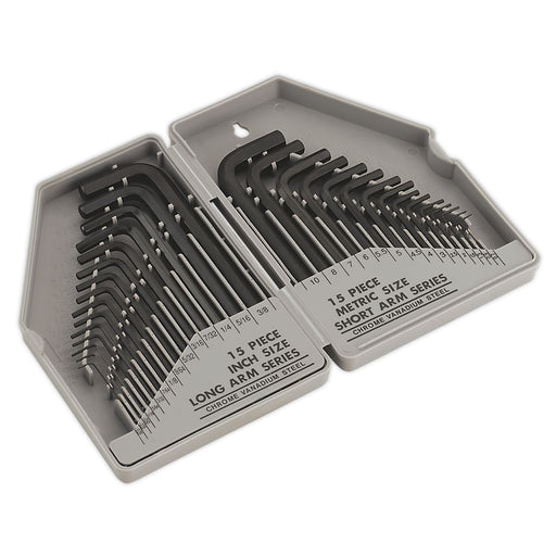 Seigen by Sealey Hex Key Set 30pc Long/Short Arm - Metric/Imperial S0484 Sealey  - Dynamic Drive