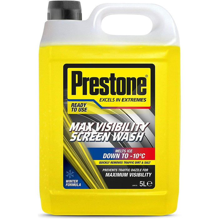 2 x Prestone Max Visibility Car Windscreen Wash Winter Ready To Use 5L