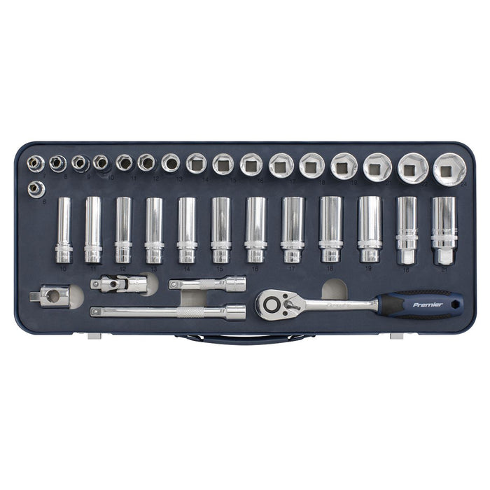 Sealey Socket Set 34pc 3/8"Sq Drive Lock-Onï 6pt Metric AK27481