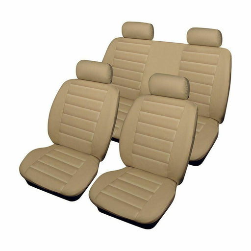 Beige Leather Look Set Front & Rear Car Seat Covers for Jaguar XJS All Years UKB4C  - Dynamic Drive