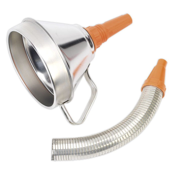 Sealey Funnel Metal with Flexible Spout & Filter160mm FM16F Sealey  - Dynamic Drive