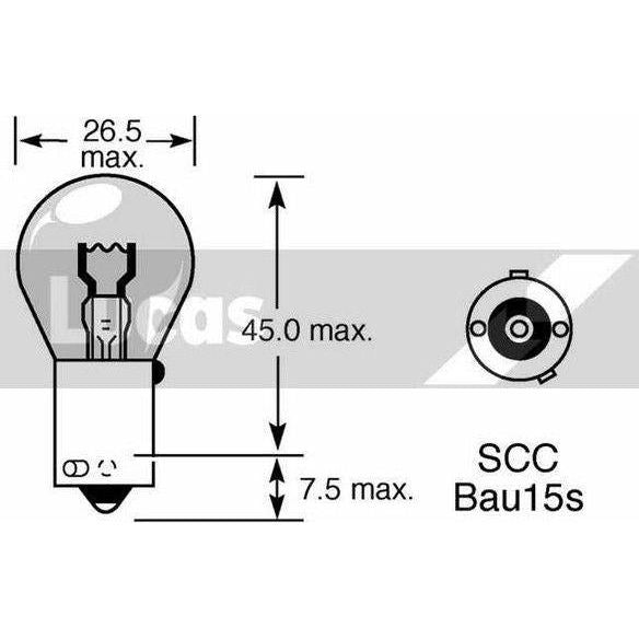 Lucas Llb581 Py21W Amber Bau15S Car Indicator Light Bulbs Signal Turn Lamps 12V