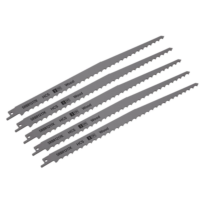 Sealey Reciprocating Saw Blade Pruning & Coarse Wood 300mm 3tpi Pack of 5