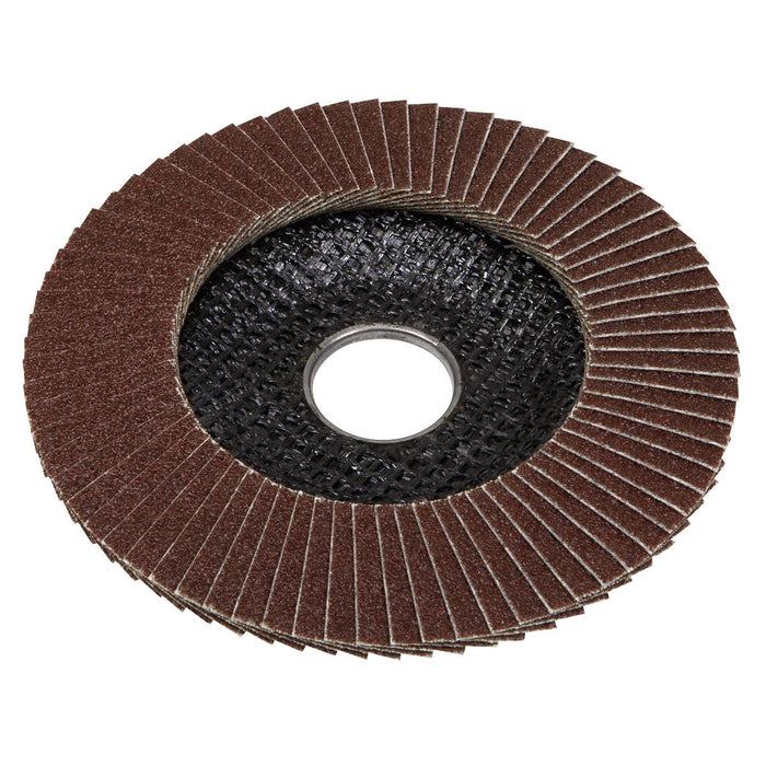 Sealey 115mm Aluminium Oxide Flap Discs 120Grit 22mm Bore - Pack of 10 Sealey  - Dynamic Drive