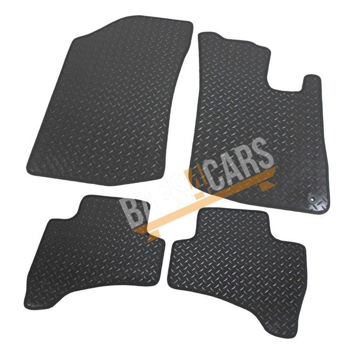 White Trim Tailored Black Rubber Car Mats for Citroen C1 Set of 4 With 1 Clips UKB4C  - Dynamic Drive