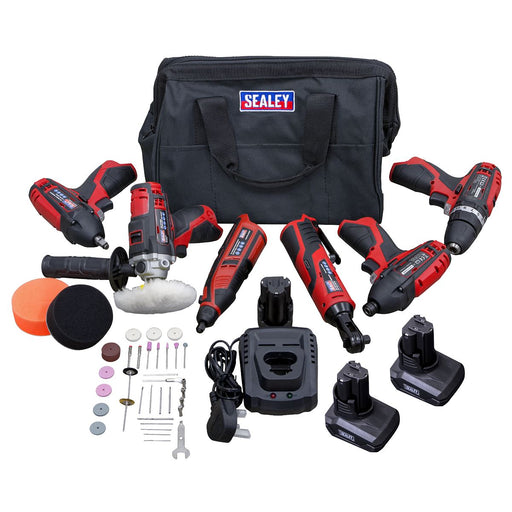 Sealey SV12 Series 6 x 12V Cordless Power Tool Kit 3 Batteries CP1200COMBO2B Sealey  - Dynamic Drive