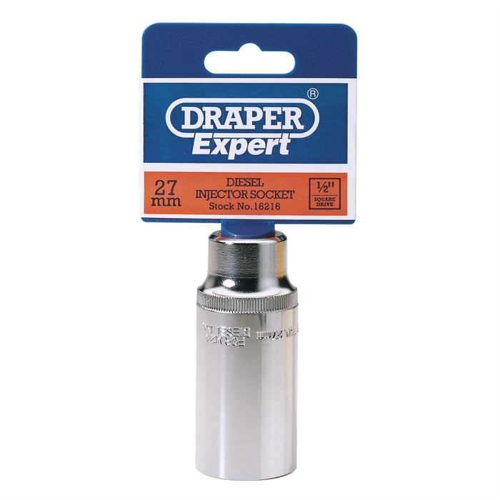 Draper Diesel Injector Socket, 1/2" Sq. Dr., 27mm 16216 Draper  - Dynamic Drive