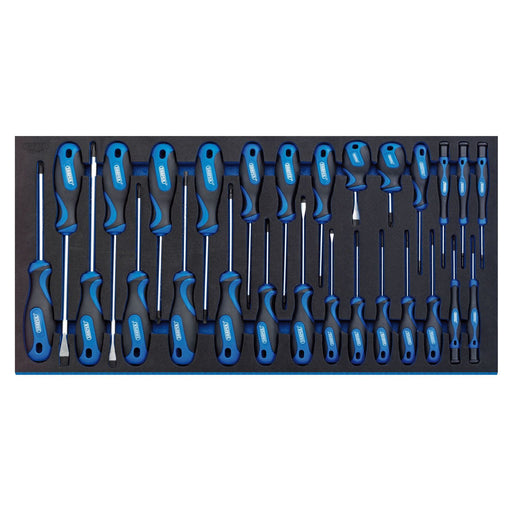 1x 27 Piece Draper Soft Grip Screwdriver Set In Full EVA Drawer Insert Tray Draper  - Dynamic Drive