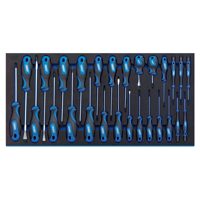 Draper Soft Grip Screwdriver Set in Full Drawer EVA Insert Tray (27 Piece) 63406 Draper  - Dynamic Drive