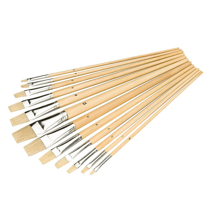 Silverline Artists Paint Brush Set 12pce Flat Tips