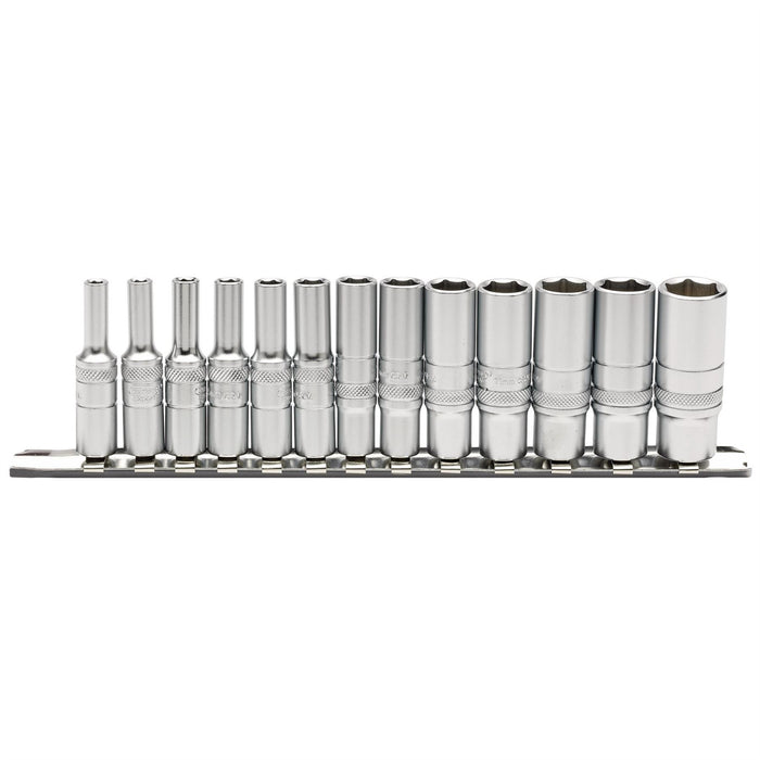 Draper Deep Metric Socket Set on a Metal Rail, 1/4" Sq. Dr. (13 Piece) 16490 Draper  - Dynamic Drive