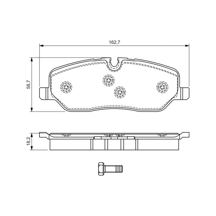 Bosch Brake Pad Set Bp1058 fits Land Rover Discovery TD - 2.7 - 04-09 0986494147