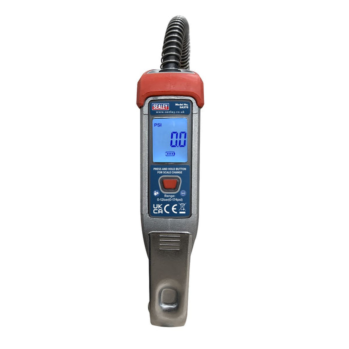 Sealey Digital Tyre Inflator 2.7m Hose with Clip-On Connector SA375 Sealey  - Dynamic Drive