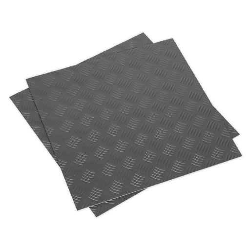 Sealey Vinyl Floor Tile with Peel & Stick Backing Silver Treadplate Pack of 16 Sealey  - Dynamic Drive