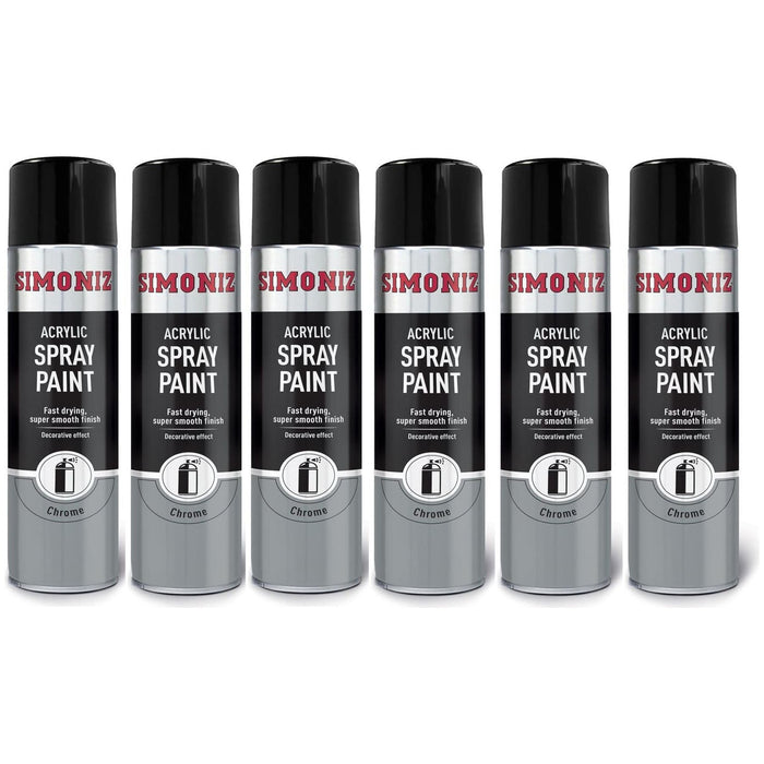 6x Simoniz Chrome Effect Aerosol High Quality Spray Paint 500ml SIMP20D