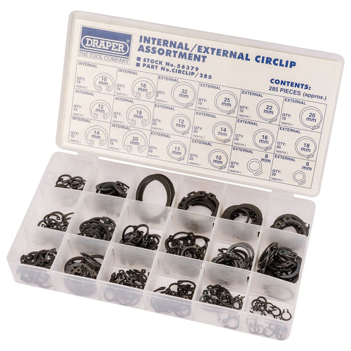 Draper 1x 285 Piece Internal and External Circlip Assortment Professional Tool Draper  - Dynamic Drive