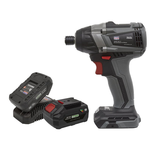 Sealey Brushless Impact Driver Kit 1/4"Hex 20V SV20 Series 2 Batteries Sealey  - Dynamic Drive