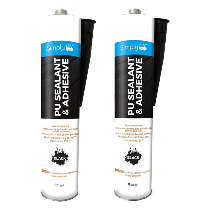 2 x Black PU Sealant Bonding Adhesive Glue Car Seam Sealer Sealant Body 310ml Simply  - Dynamic Drive