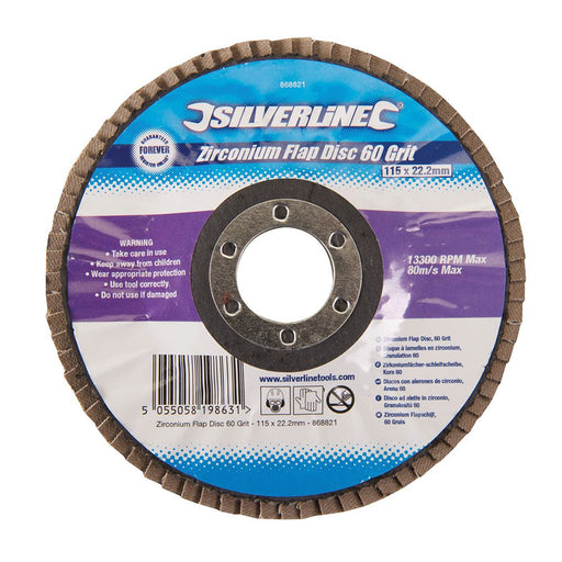 Silverline Zirconium Flap Disc 115mm 60 Grit Silverline  - Dynamic Drive