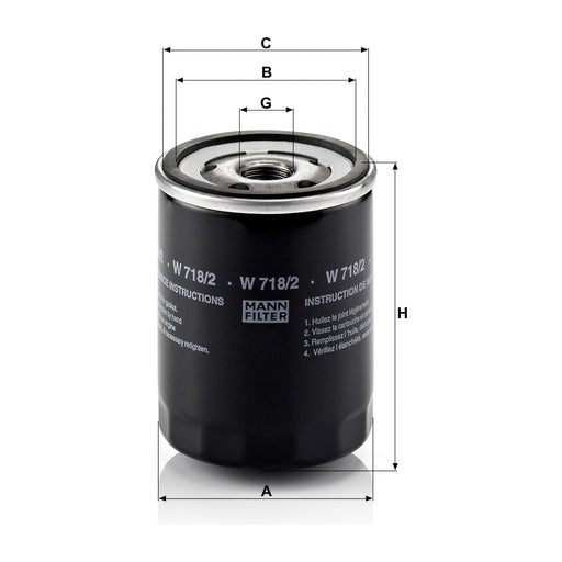 Genuine Mann Oil Filter for Fiat Lancia W718/2 Mann & Hummel  - Dynamic Drive