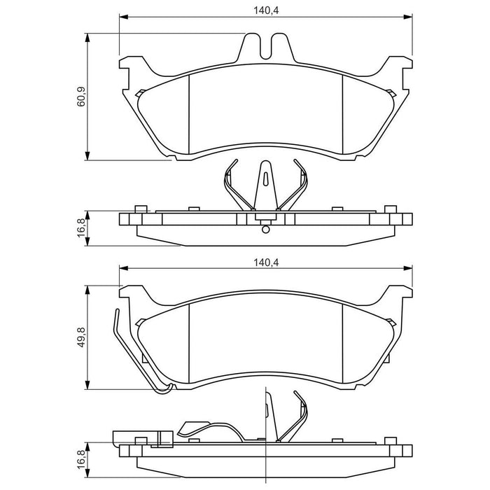 Bosch Brake Pad Set Bp421 fits Mercedes-Benz ML 270 CDi - 2.7 - 99-05 0986424708