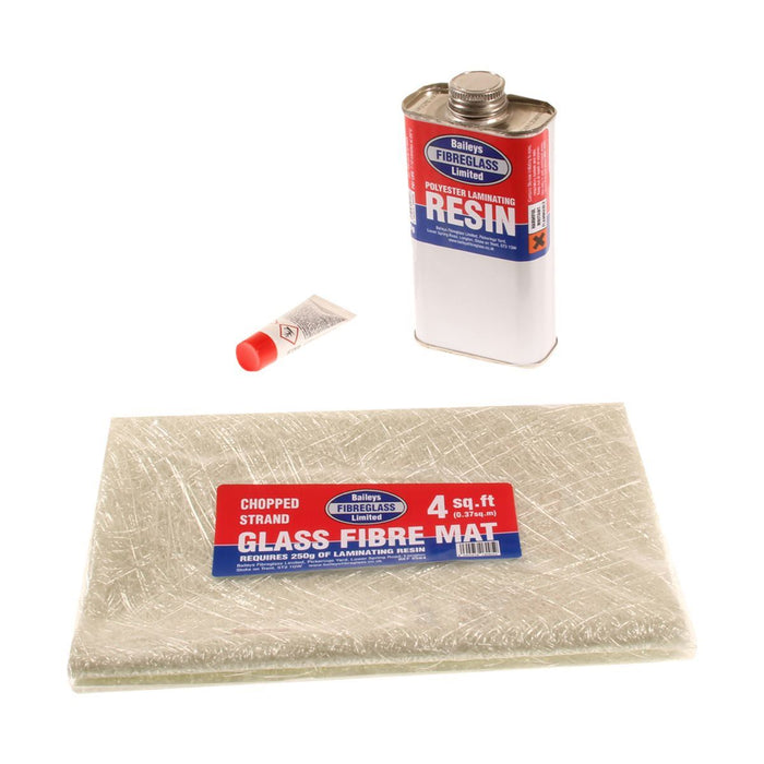 Baileys Fibreglass Repair Kit 4Sq ft with Resin, Hardener, and Matting