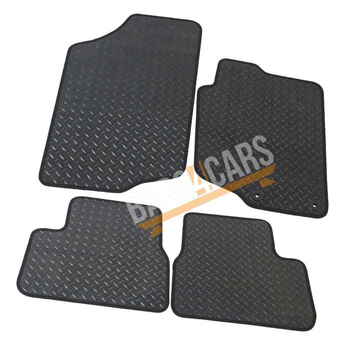 White Trim Tailored Black Rubber Car Mats for Peugeot 207 Set of 4 With 2 Clips UKB4C  - Dynamic Drive