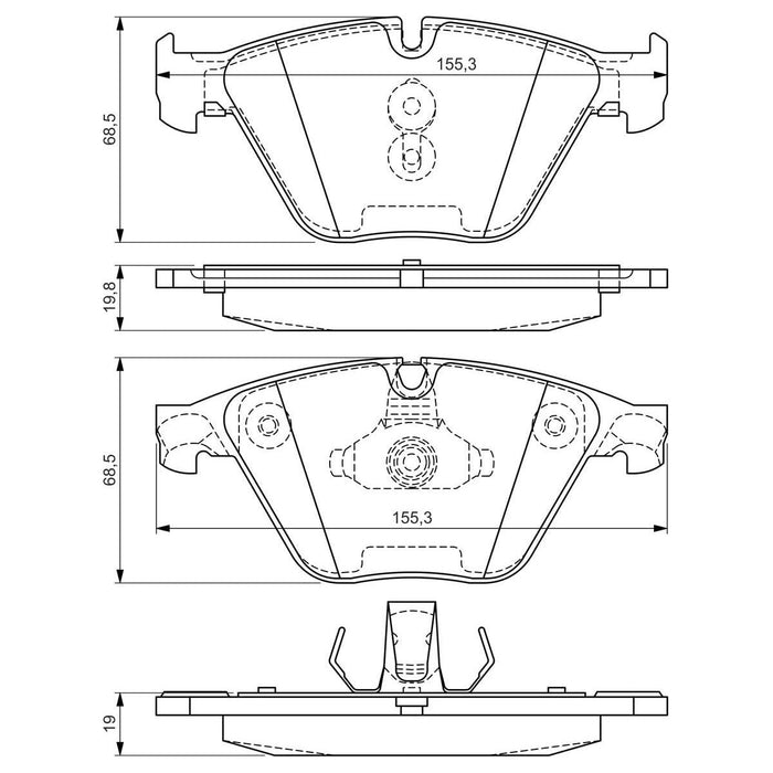 Genuine Bosch Brake Pad Set Bp1470 fits BMW 5 520d Touring - 2.0 - 10-14 0986494