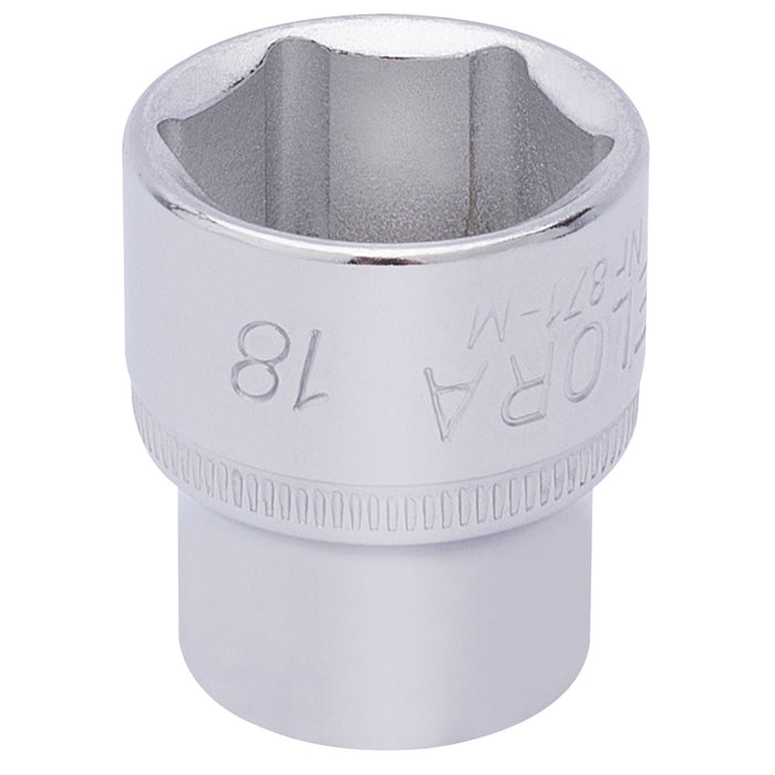 Draper Elora Hexagon Socket, 3/8" Sq. Dr., 18mm 15235