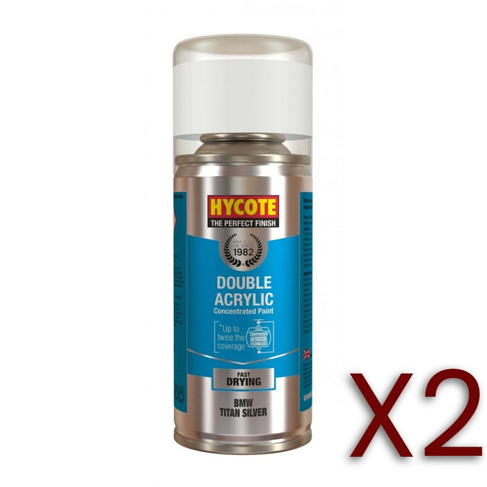 2x Hycote Aerosol Paint for Bmw Titan/Titanium Silver (Metallic)150ml