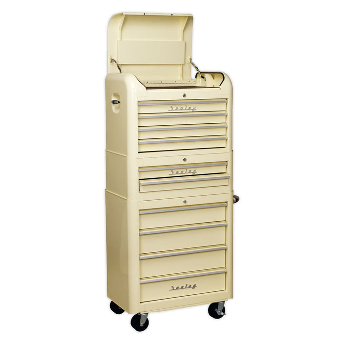 Sealey Retro Style Topchest Mid-Box & Rollcab Combination 10 Drawer Cream Sealey  - Dynamic Drive