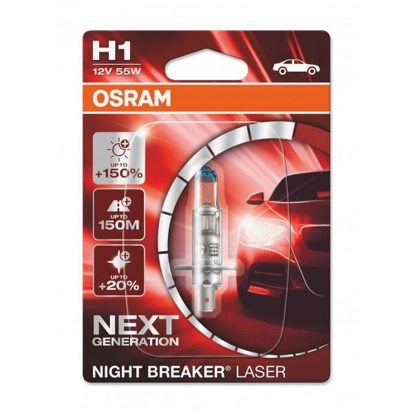 Osram Performance Bulbs - H1 +150% More Brightness - (448) P14.5 - Halogen - NIGHT BREAKER LASER