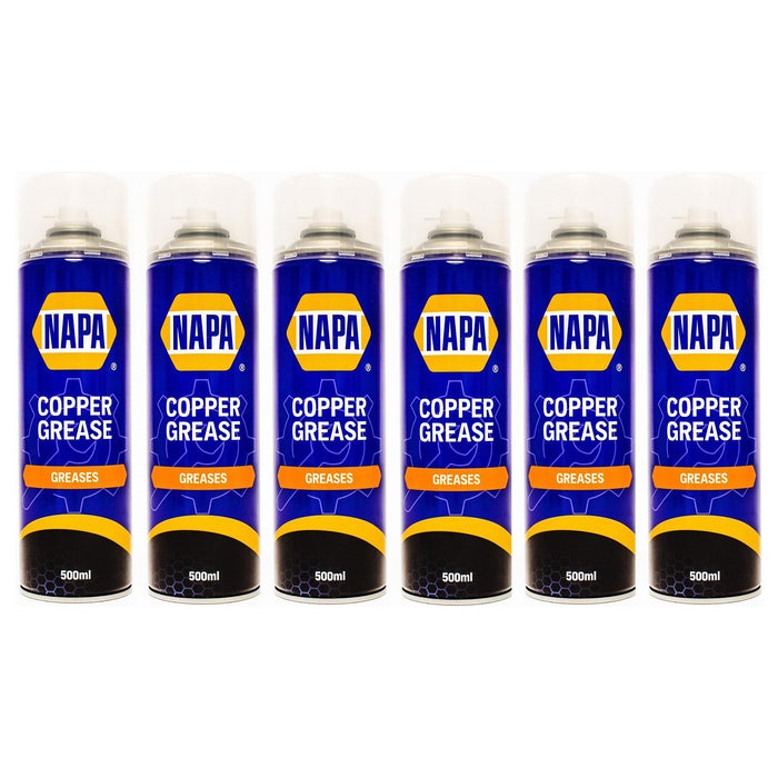 6x NAPA Copper Grease Spray Multi Purpose Anti Seize Compound Aerosol 500ml Napa  - Dynamic Drive