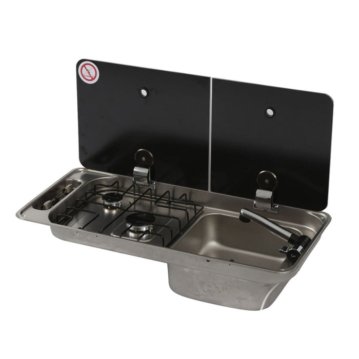 CAN Randi Hob & RH Sink 716 x 340mm (Double Glass Lid / 2 Burners / Piezo) CAN  - Dynamic Drive