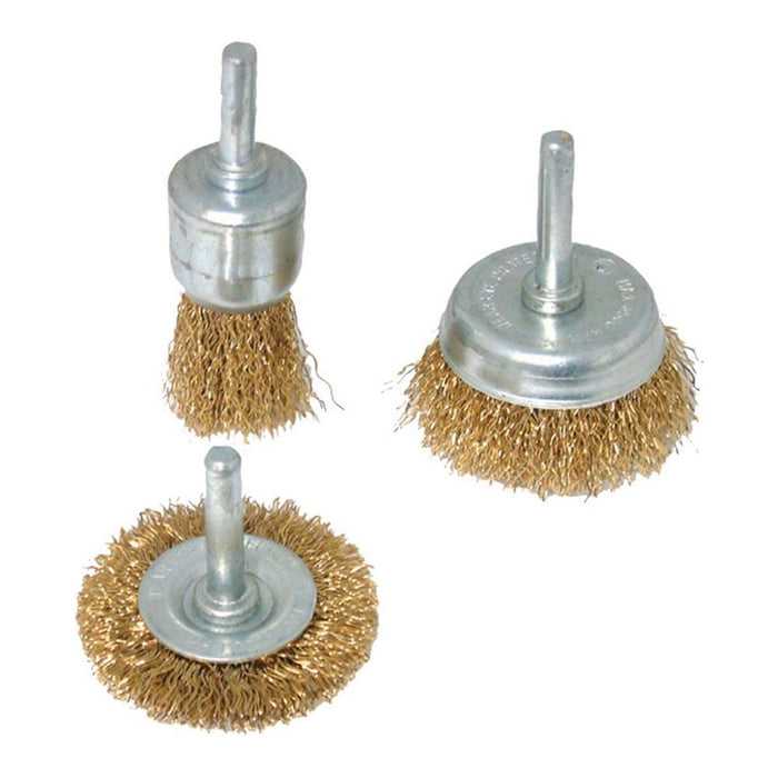 Silverline Brassed Steel Wire Wheel & Cup Brush Set 3pce 3pce