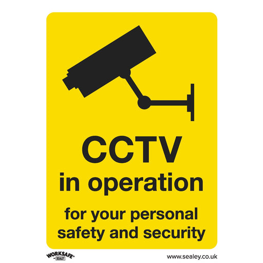 Sealey Warning Safety Sign CCTV Rigid Plastic Pack of 10 SS40P10 Sealey  - Dynamic Drive