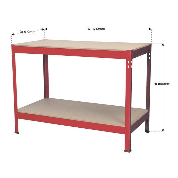 Sealey Workbench 1.2m Steel Wooden Top AP1210 Sealey  - Dynamic Drive