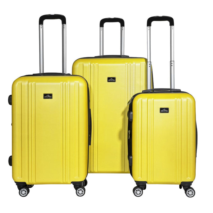 Dellonda 3-Piece Lightweight ABS Luggage Set with TSA Lock - Yellow