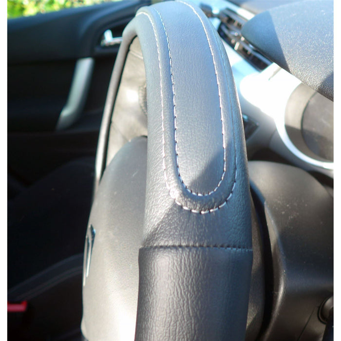 Black Steering Wheel Cover Soft Grip Leather Look Grand C4 Picasso 07-13 UKB4C  - Dynamic Drive