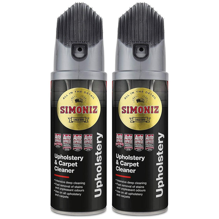 2x Simoniz Car Upholstery Fabric & Carpet Cleaner Foam Stain Remover Brush 400ml