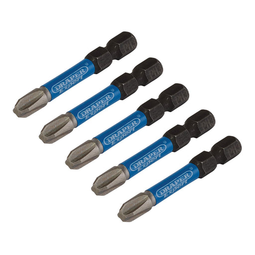 Draper Expert Cross Slot/PH Type Impact Screwdriver Bits, No.3 x 50mm, 1/4" Hex Draper  - Dynamic Drive