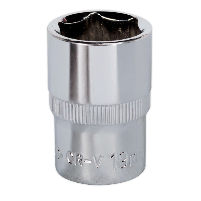 Sealey WallDrive Socket 19mm 1/2"Sq Drive Fully Polished SP1219