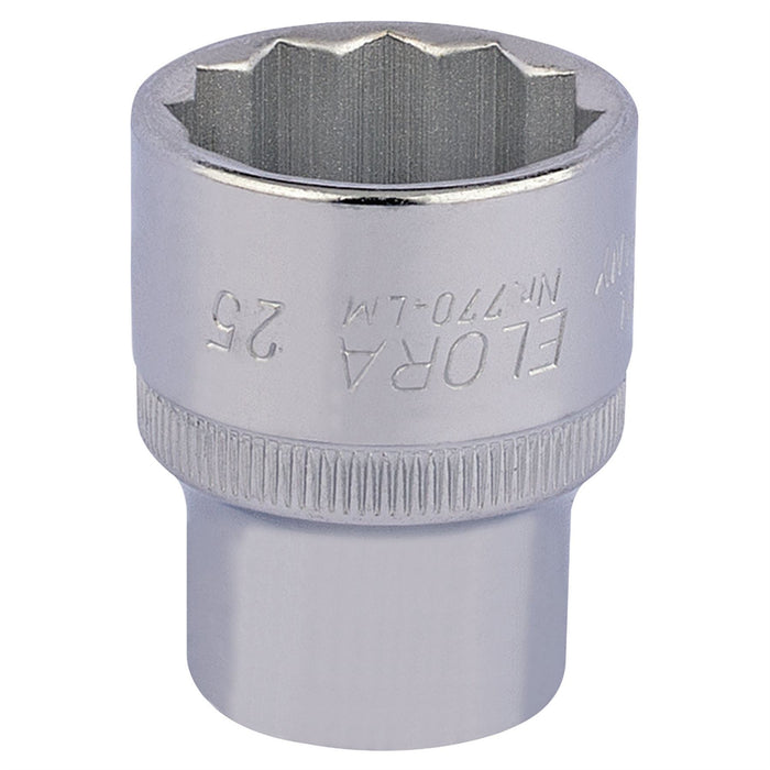 Draper Elora Bi-Hexagon Socket, 1/2" Sq. Dr., 25mm 24707