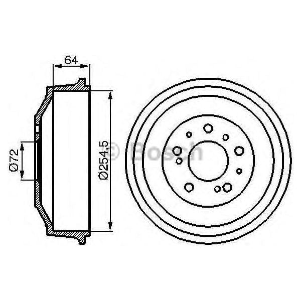 Bosch Brake Drum Single Db107 fits Citroen Relay HDi 29|HDi 33|HDi 35 - 2.2 - 02