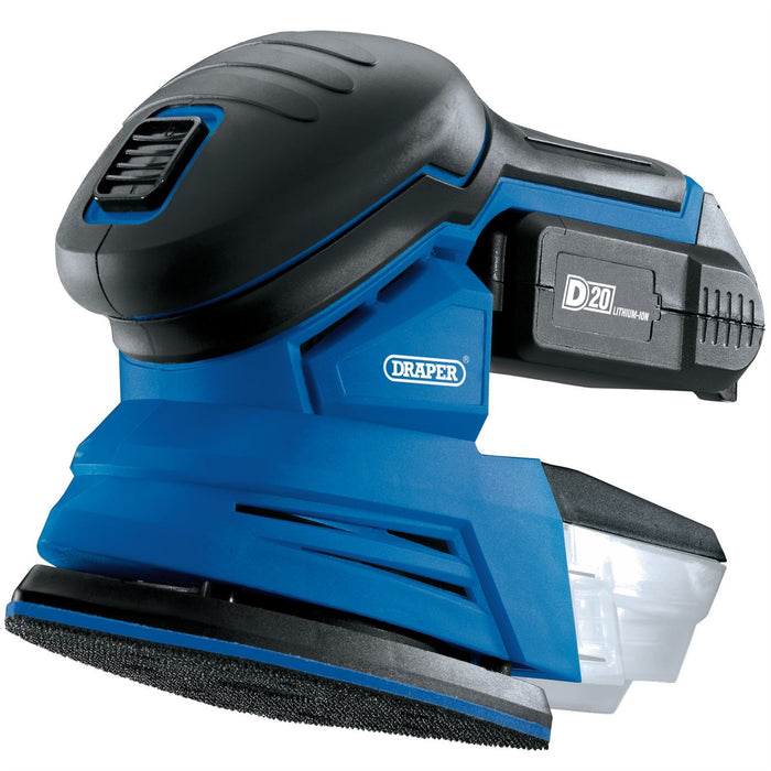 Draper D20 20V Tri-Base Detail Sander, 1 x 2.0Ah Battery, 1 x Charger 00608 Draper  - Dynamic Drive