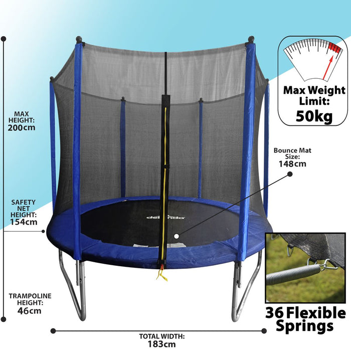 Dellonda 6ft Heavy-Duty Outdoor Trampoline with Safety Enclosure Net