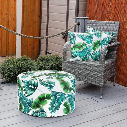 Garden Botanical Green Palm Print Inflatable Ottoman Gardenwize  - Dynamic Drive