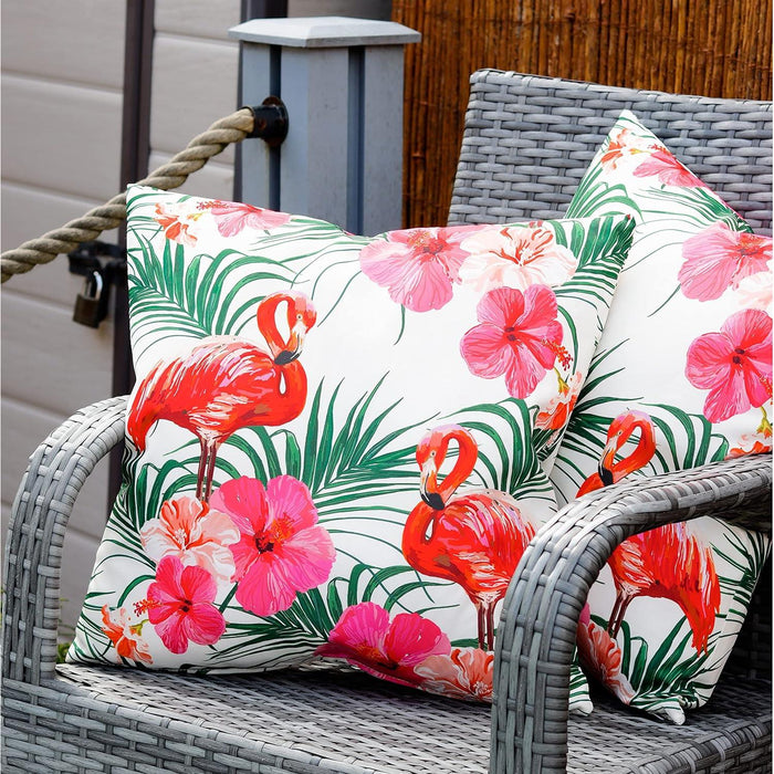 Garden Flamingo Print Scatter Cushion Pair Gardenwize  - Dynamic Drive