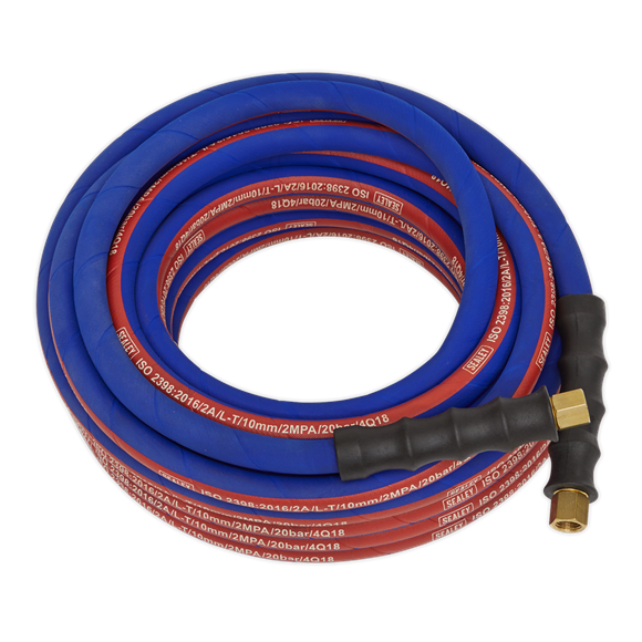 Sealey Air Hose 10m x8mm with 1/4"BSP Unions Extra-Heavy-Duty AH10R