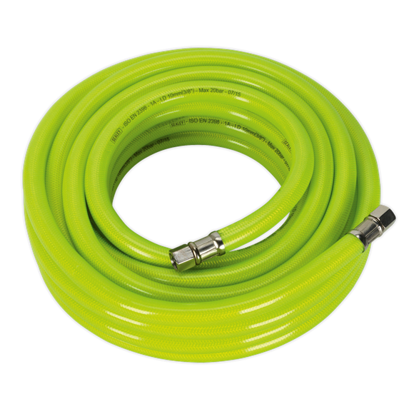 Sealey Air Hose High-Visibility 10m x10mm with 1/4"BSP Unions AHFC1038